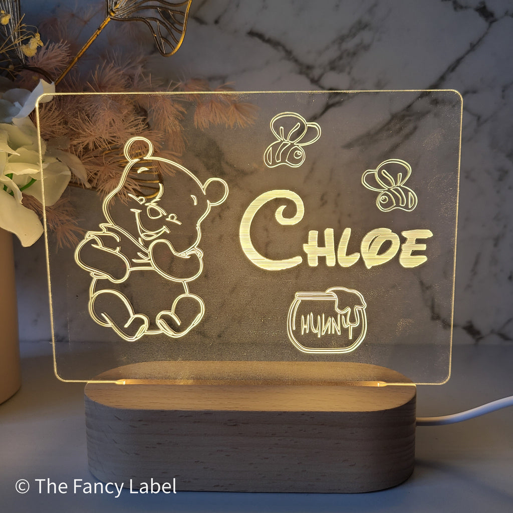 bear baby night light personalised name gifts for kids