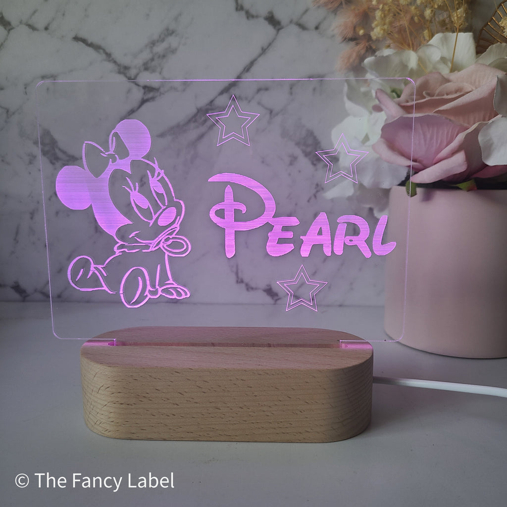 Minnie Mouse baby night light personalised name gifts for kids