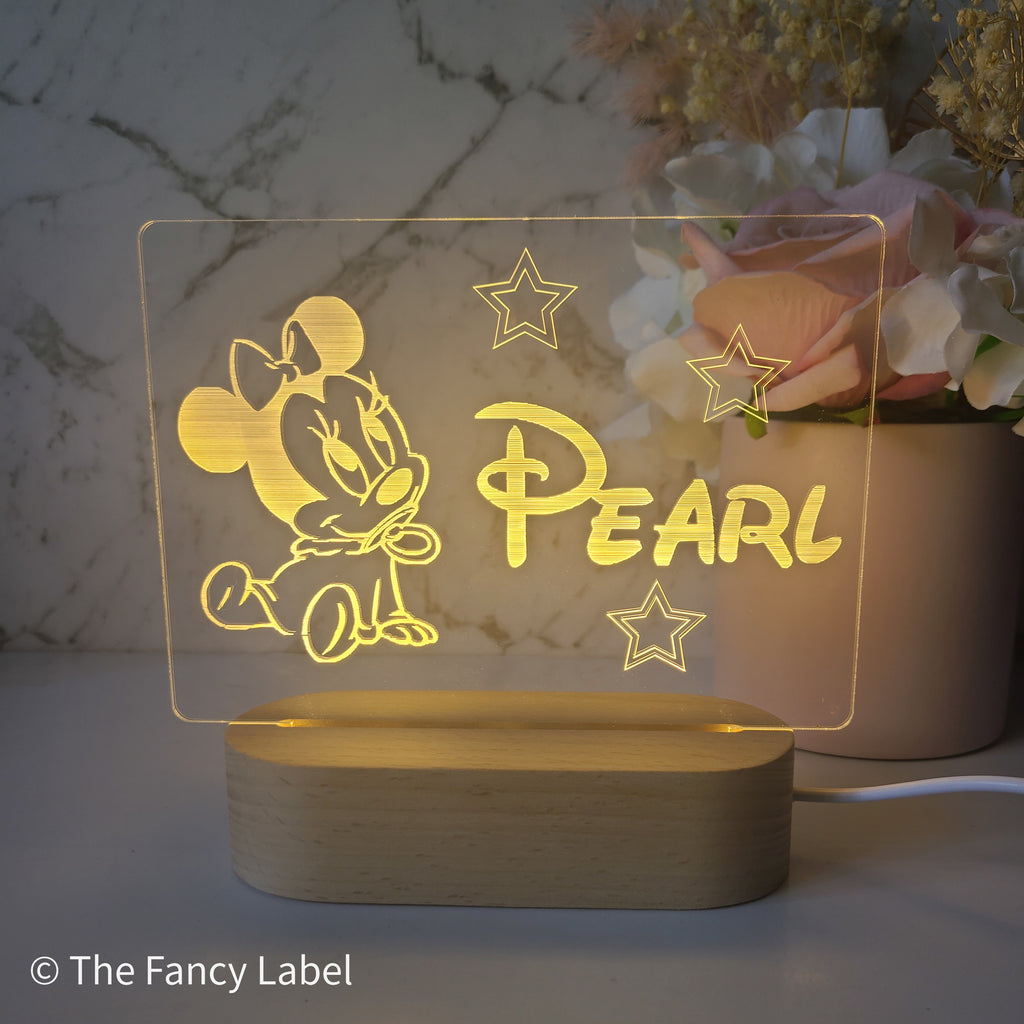 Minnie Mouse baby night light personalised name gifts for kids