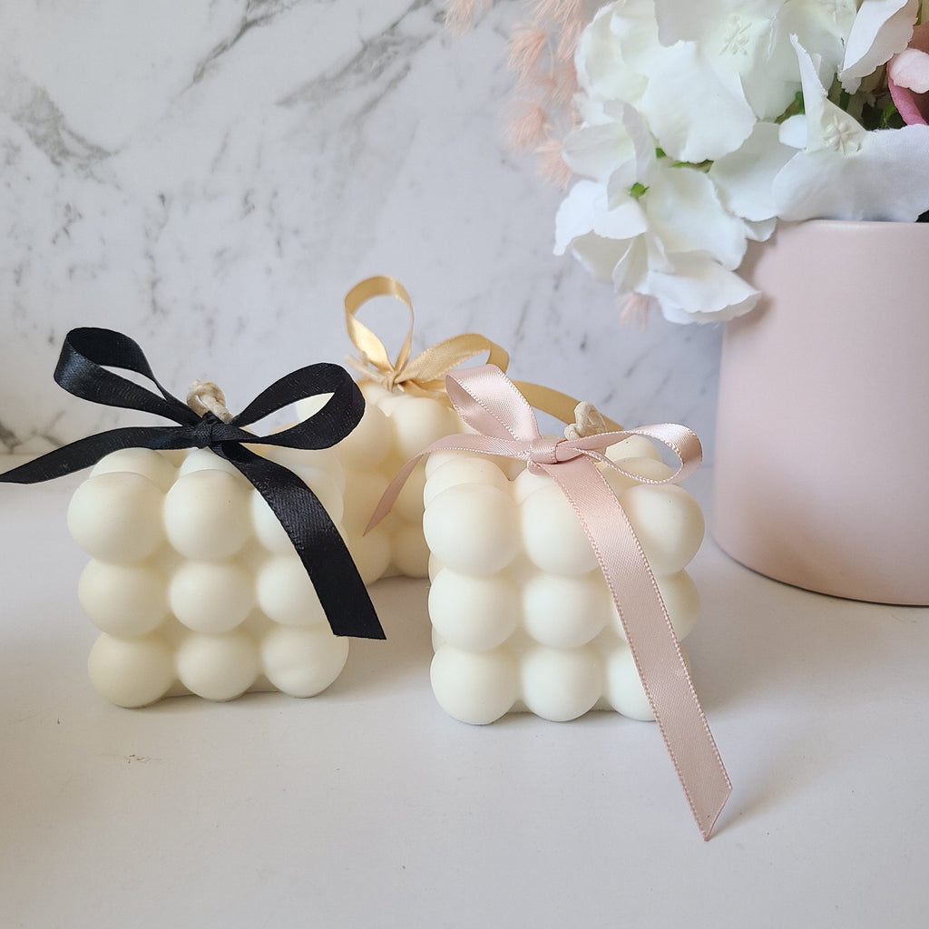 bubble candle soy wax with ribbon pillar candle cute candles