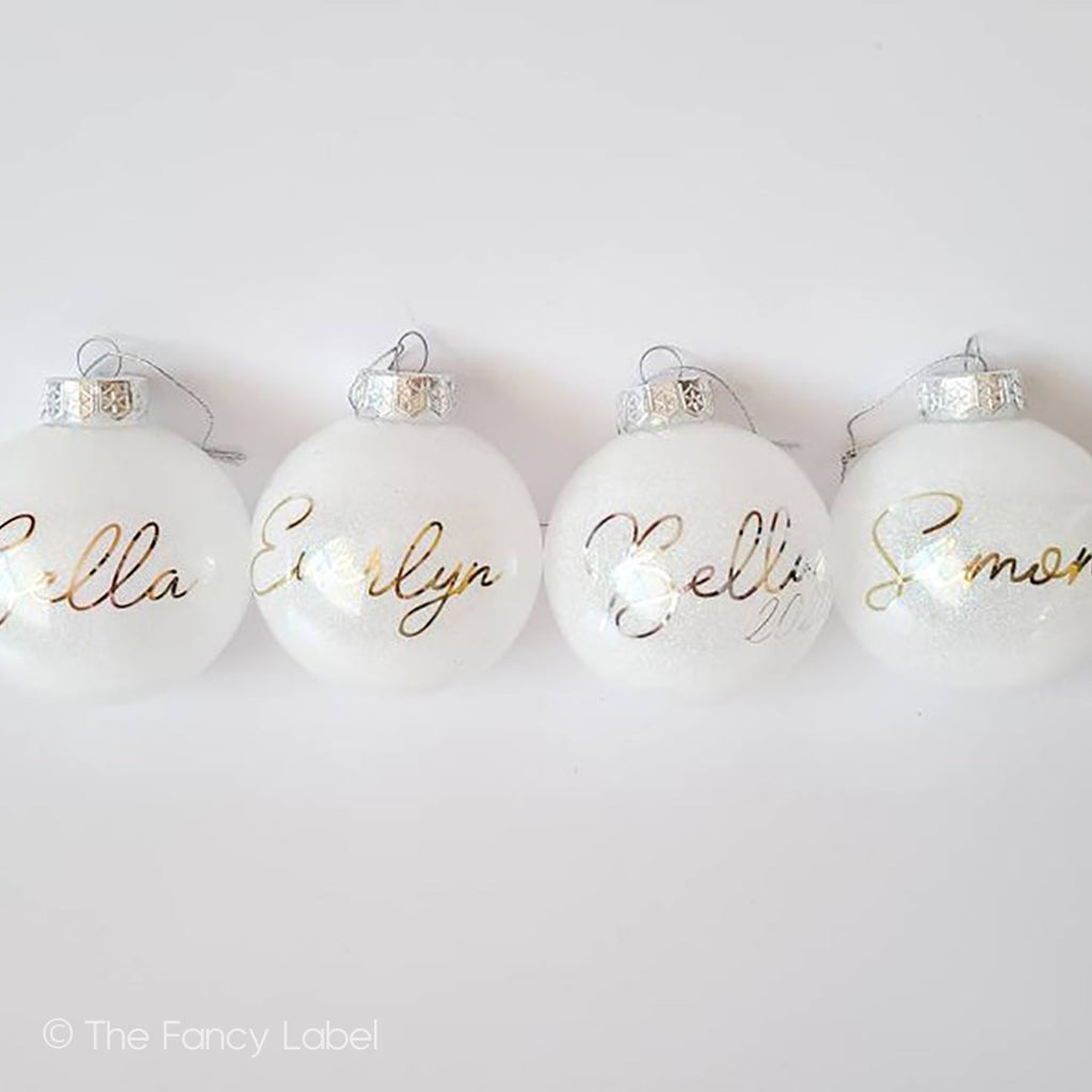 Personalised White Glitter Bauble Elegant Christmas Xmas