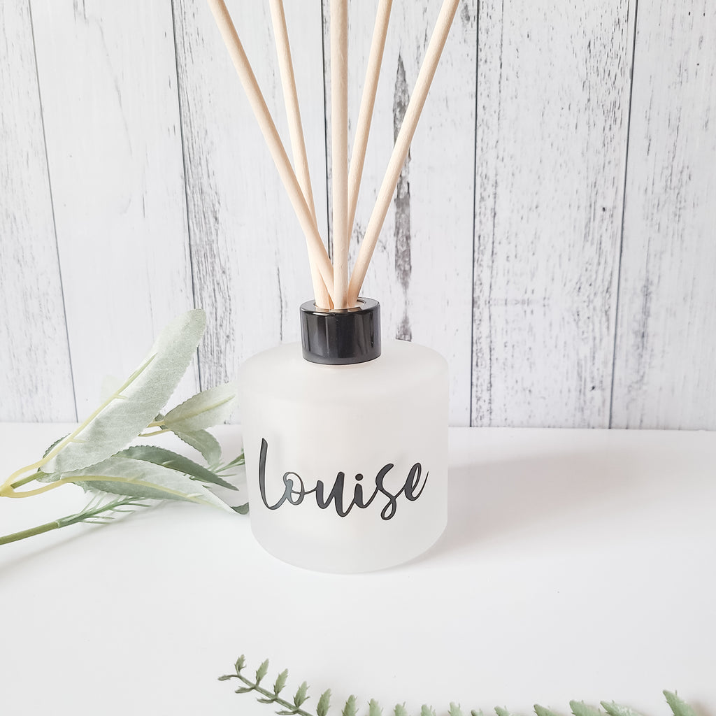 Personalised diffuser choose own scent frosted glass luxurious living gifts