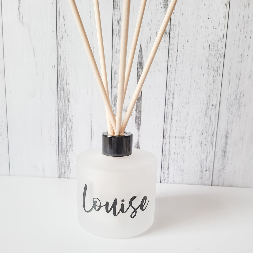 Personalised diffuser choose own scent frosted glass luxurious gifts