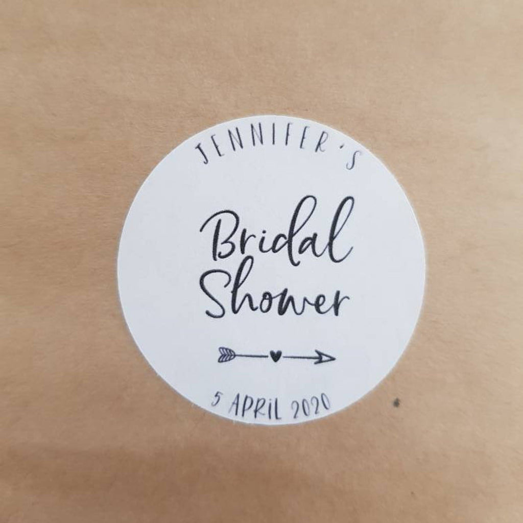 Customised Round stickers bridal shower birthday bonbonaire