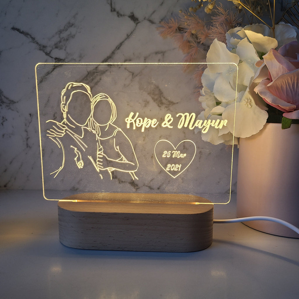 couple anniversary night light couple outline sketch present