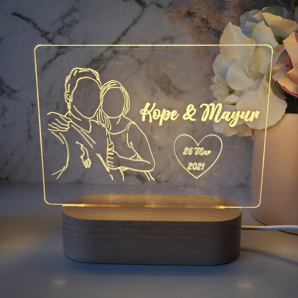 couple anniversary night light couple outline sketch