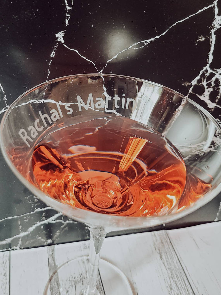etched martini glass personalised