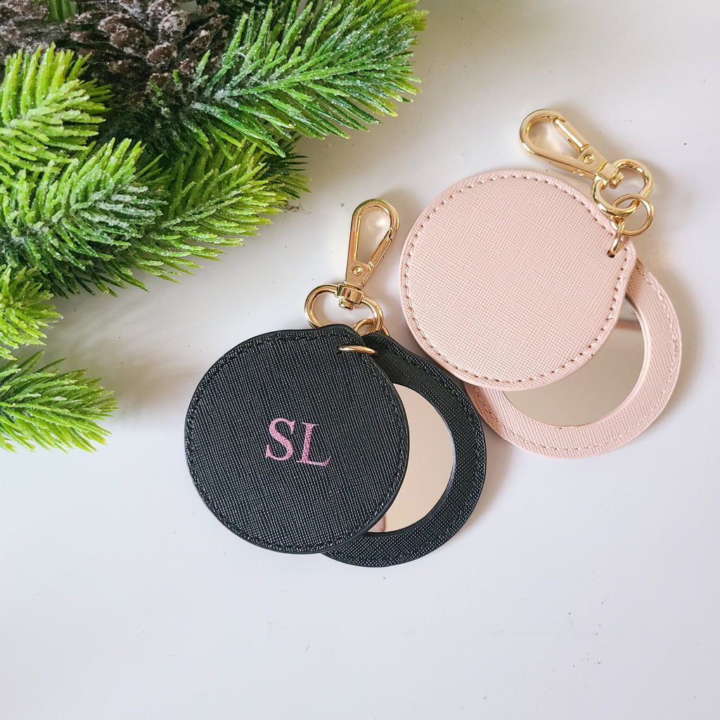 PERSONALISED MONOGRAMMED KEYRING Saffiano Leather Keyrings Key