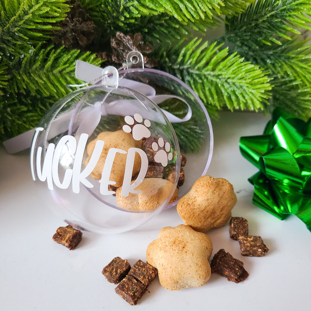 pesronalised pet baubles dog treats xmas gift for dogs