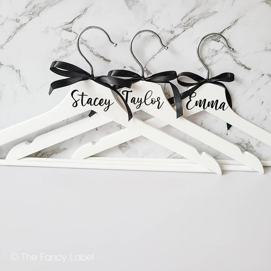 Personalised Coat Clothes Hanger black and white with bow for bridal groom and wedding favours
